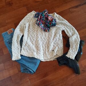 Abercrombie Oversized Cream Cotton Sweater Small Cozy Neutral — Bundle & Save